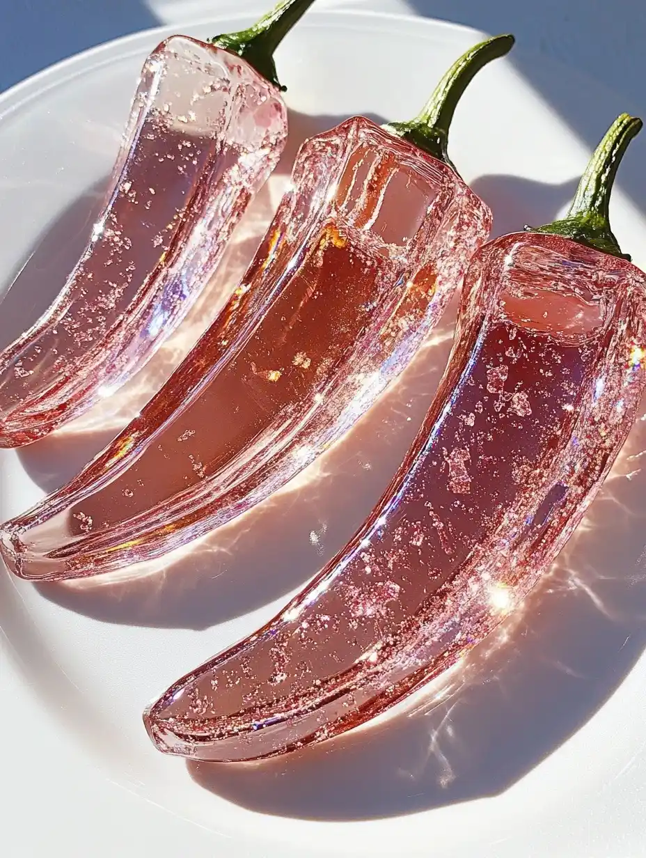 Crystal Peppers on Plate Midjourney提示词