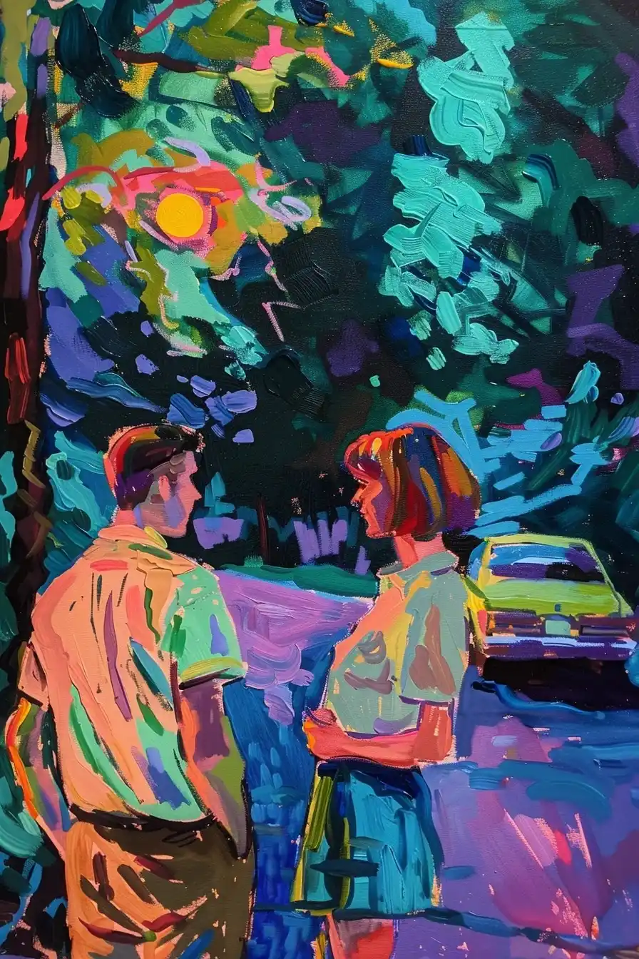 Matisse Couple in Driveway Midjourney提示词