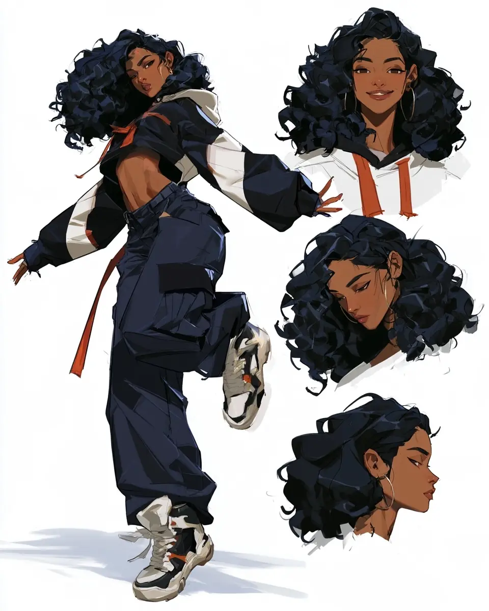 Woman Character Sheet Midjourney提示词