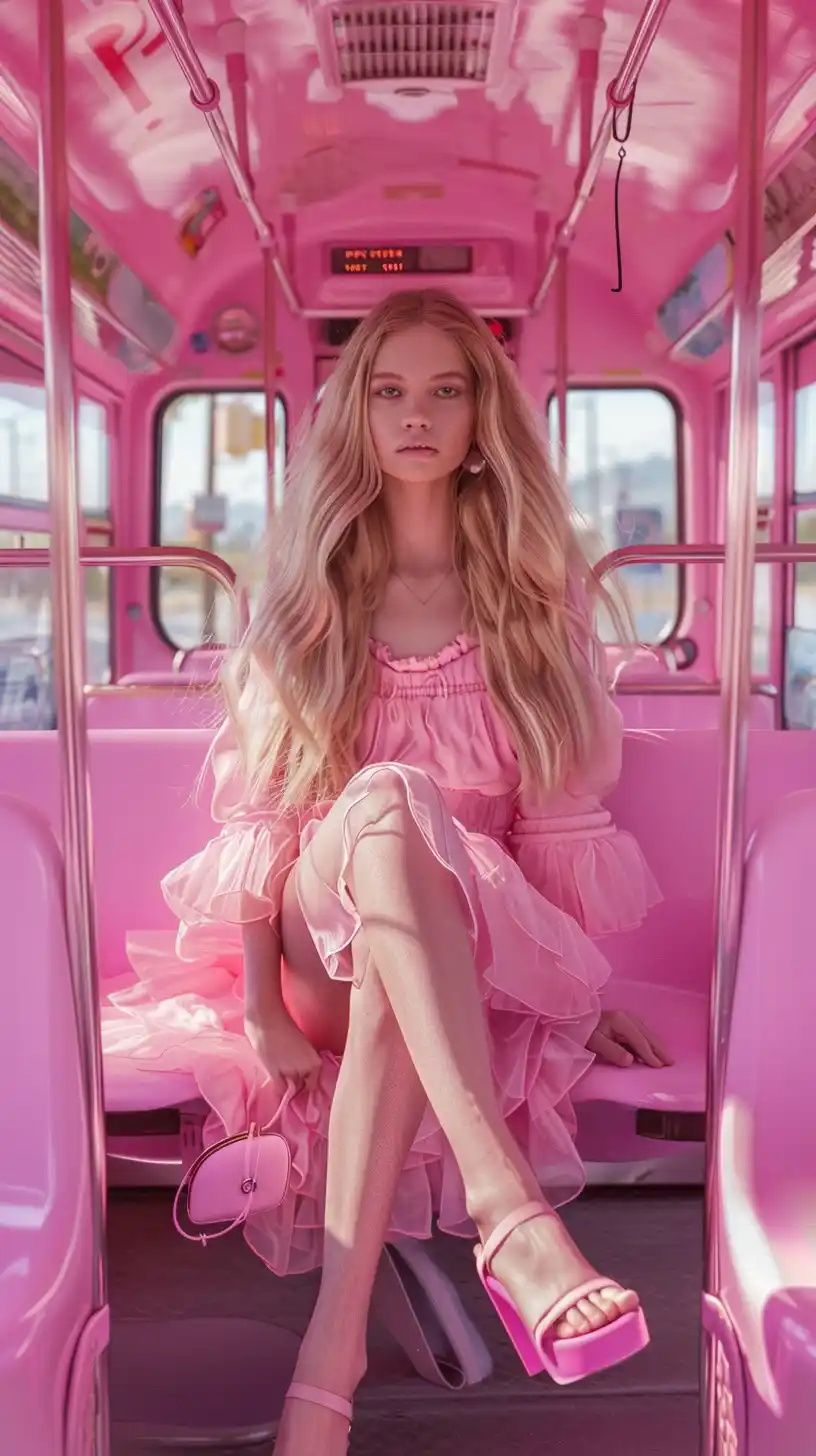 Hyperrealistic Pink Streetcar Girls Midjourney提示词