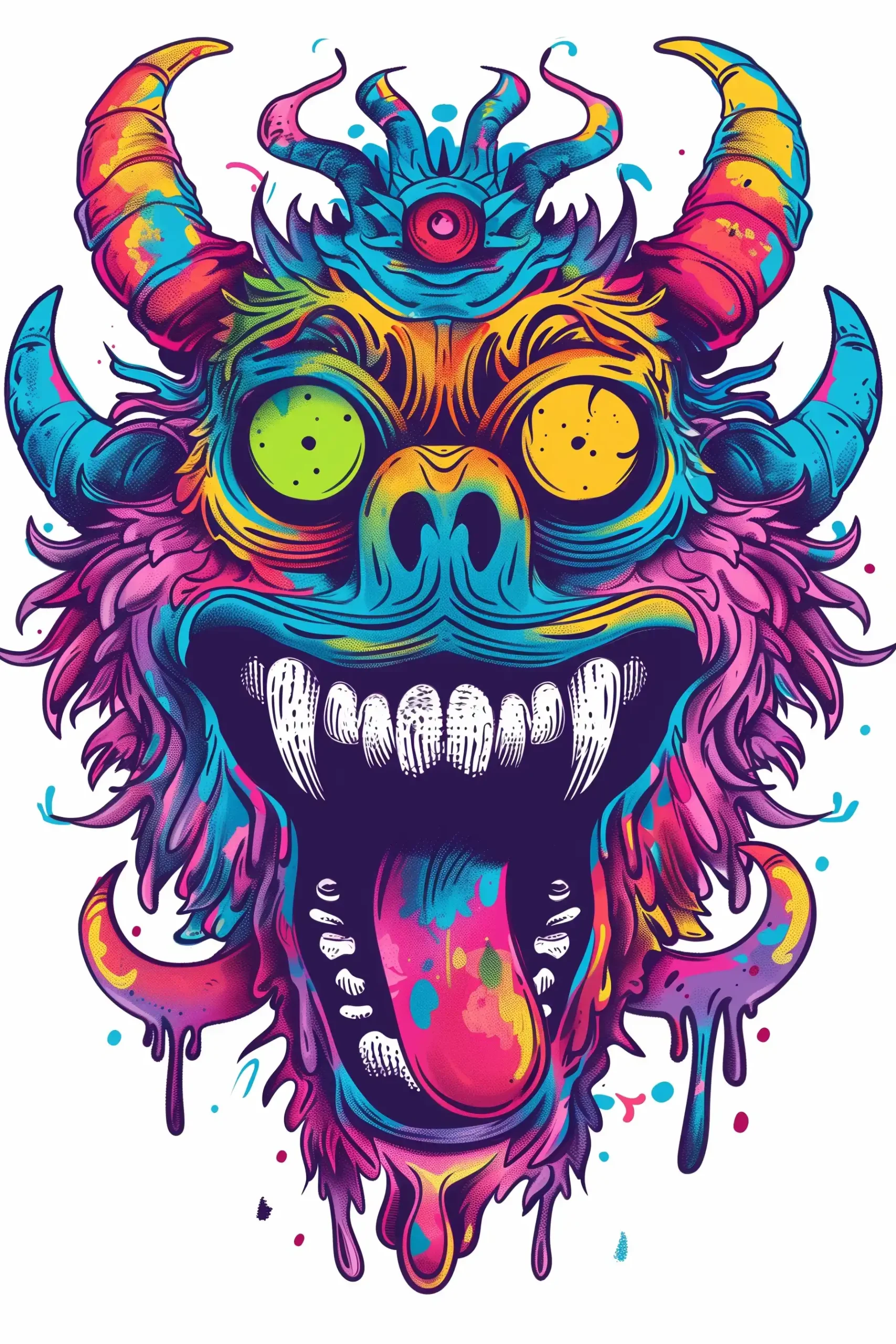 Colorful Monster Vector Design Midjourney提示词