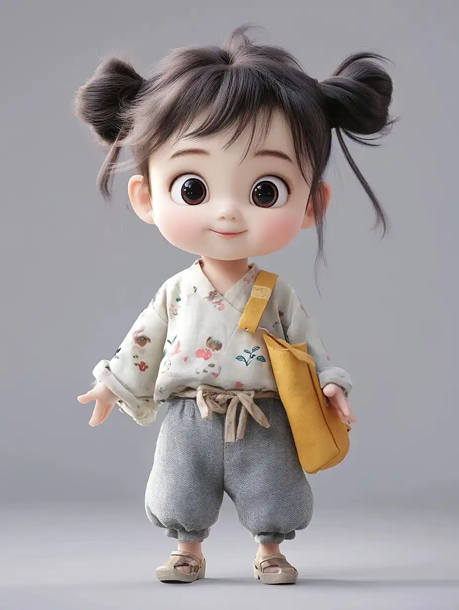3D Illustration of Playful Girl Midjourney提示词