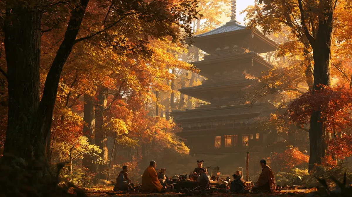 Autumn Forest Dojo Gathering Midjourney提示词