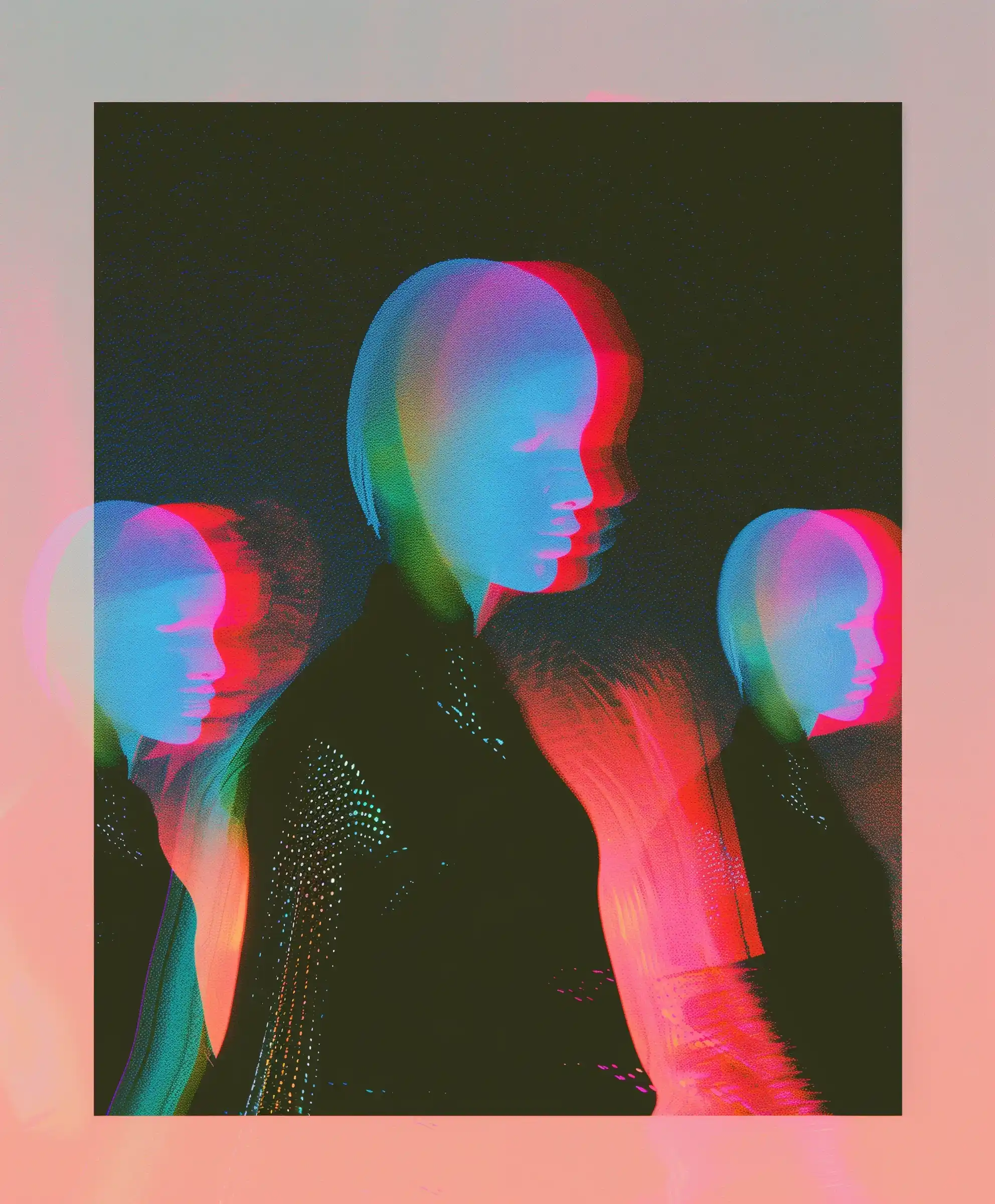 Holographic Blurry Silhouette Midjourney提示词