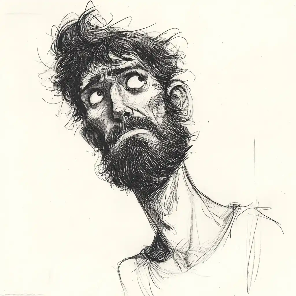 Illustrated Man in Style Midjourney提示词