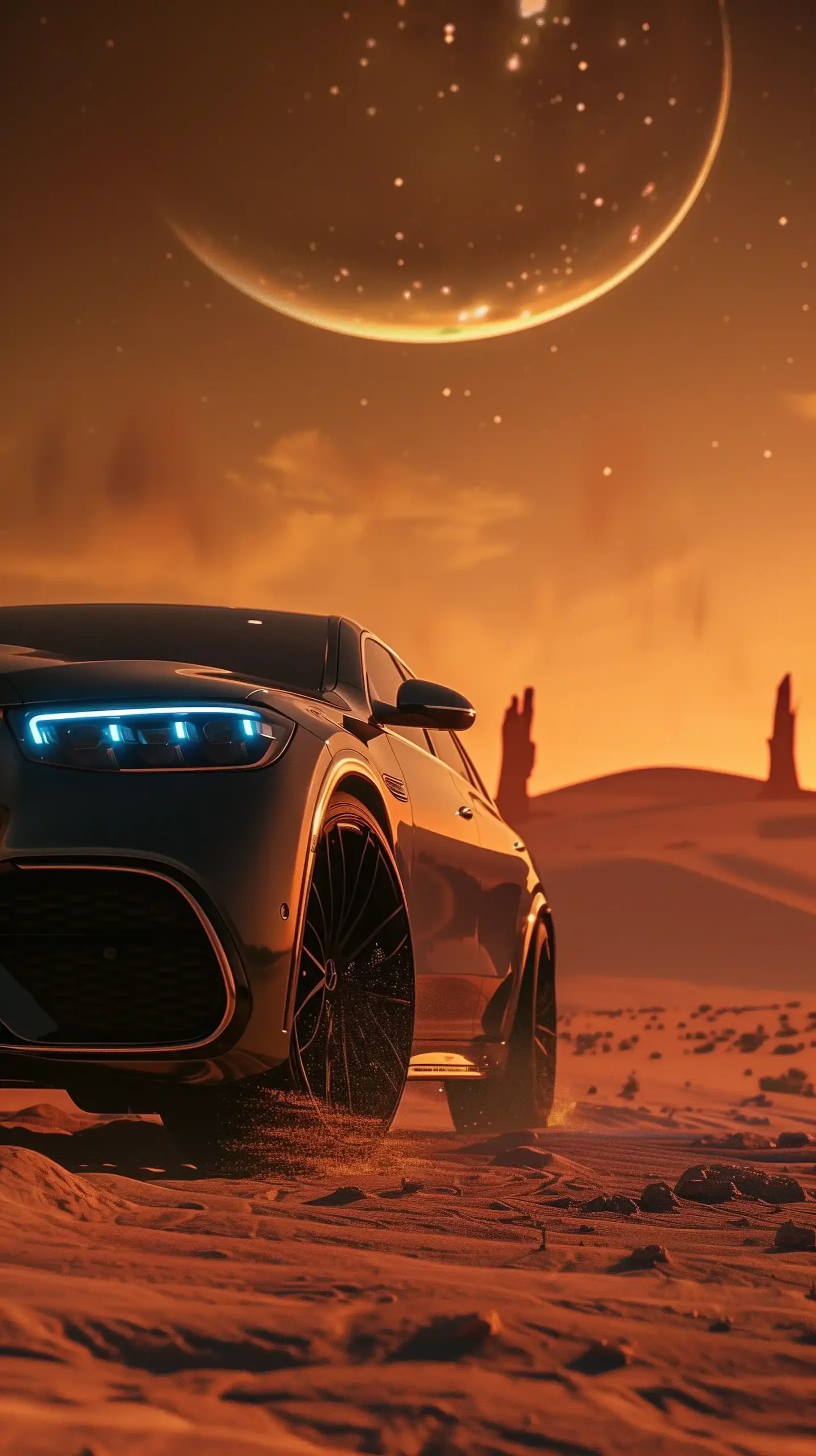 Cinematic Sandstorm Mercedes Midjourney提示词