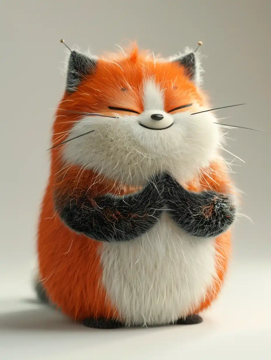 Furry Cat Praying 3D Midjourney提示词