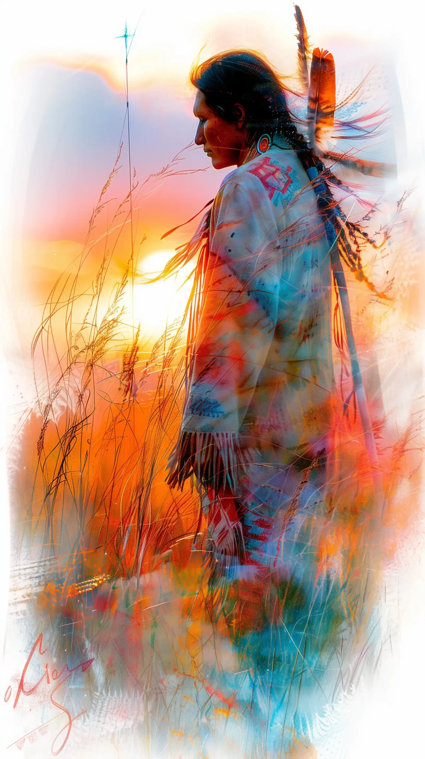 Native American Tipi Landscape Midjourney提示词