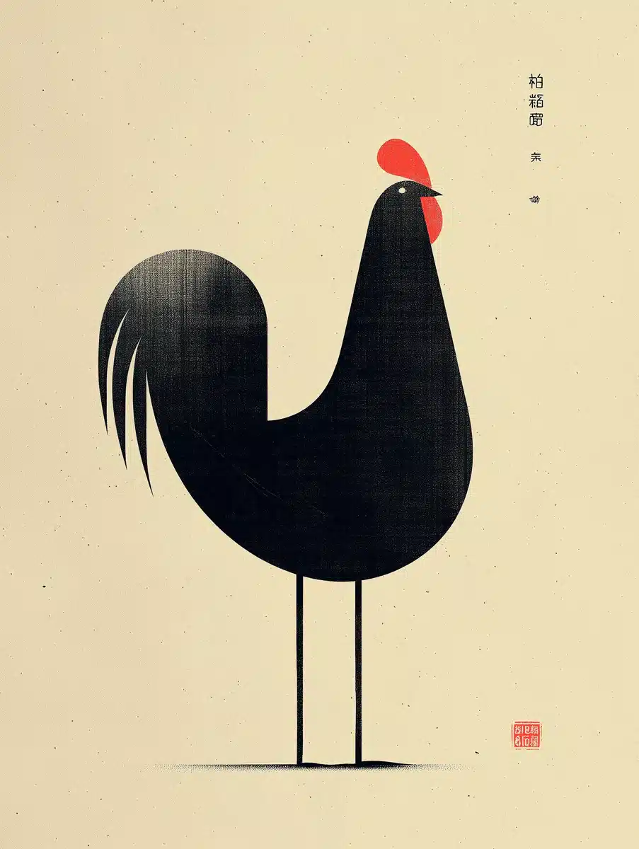 Minimalist Typography Rooster Midjourney提示词