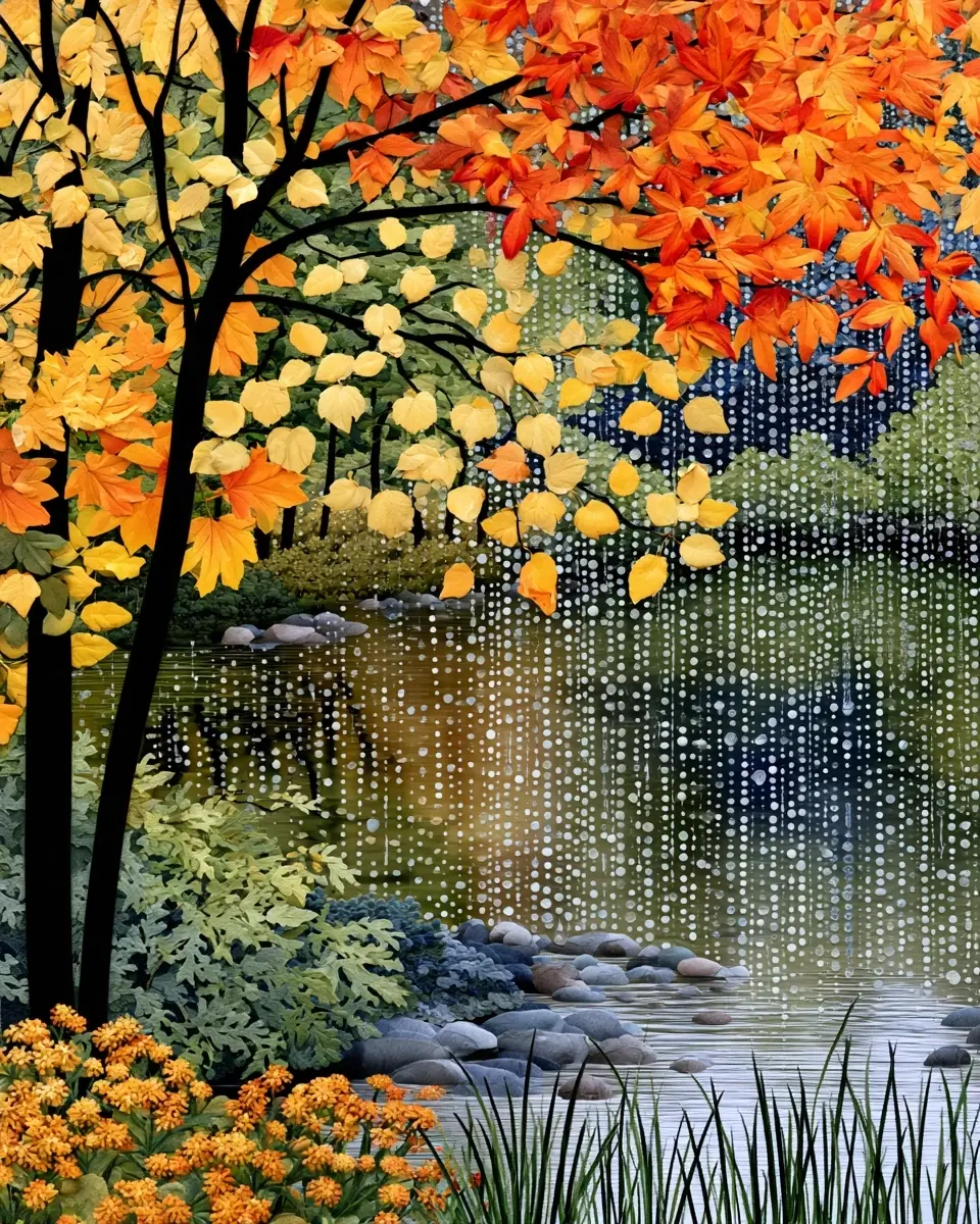 Mixed Media Autumn Foliage Midjourney提示词