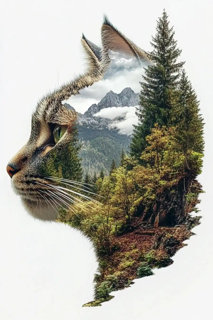 Cat Head Landscape Design Midjourney 提示词生成效果