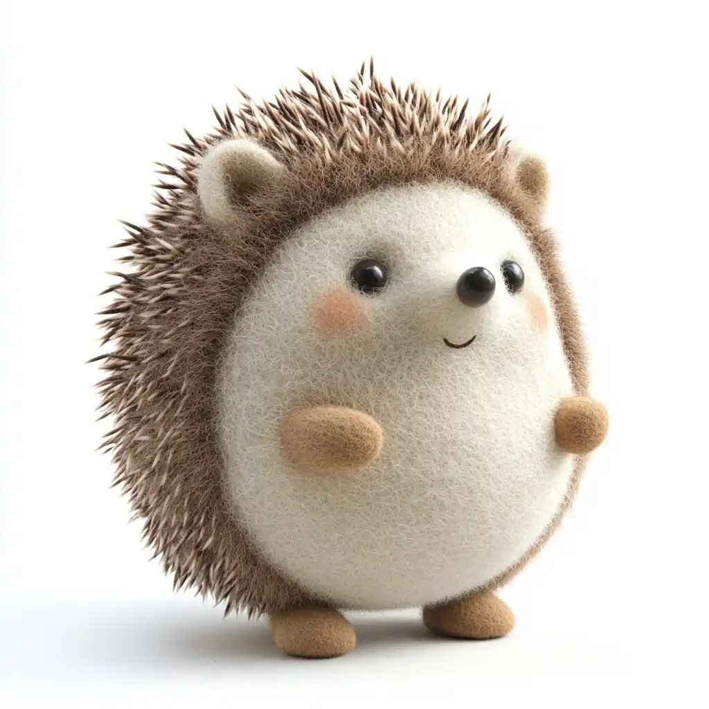3D Felt Hedgehog Figurine Midjourney提示词