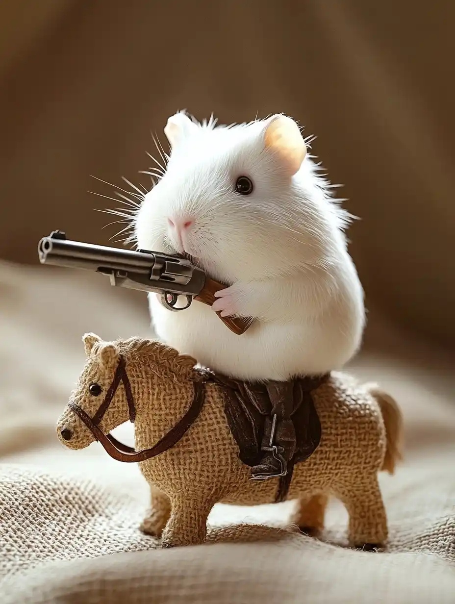 Realistic Guinea Pig on Horse Midjourney提示词