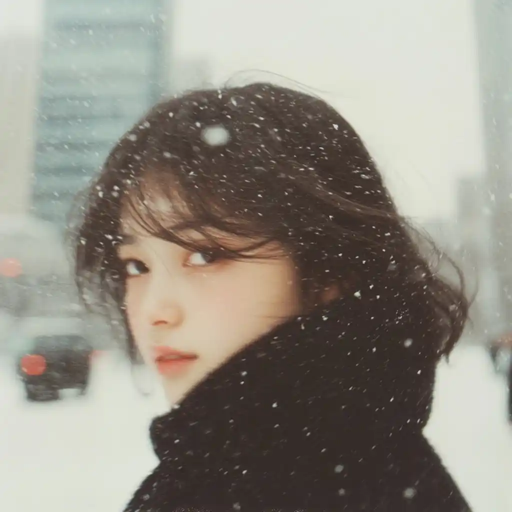 Motion Blur of Girl in Snow Midjourney提示词