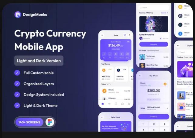 CryptoKit Cryptocurrency App UI Kit