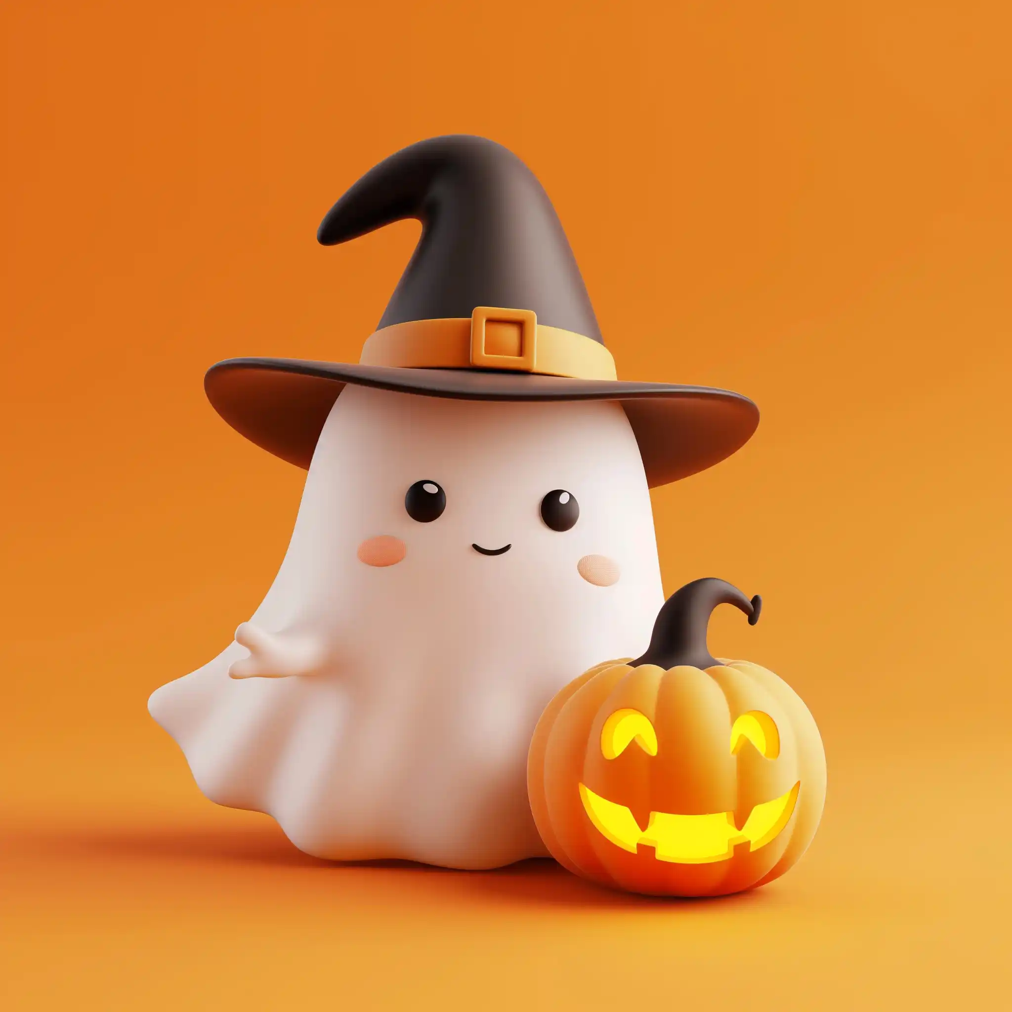 Cartoon Ghosts Pumpkins Midjourney提示词