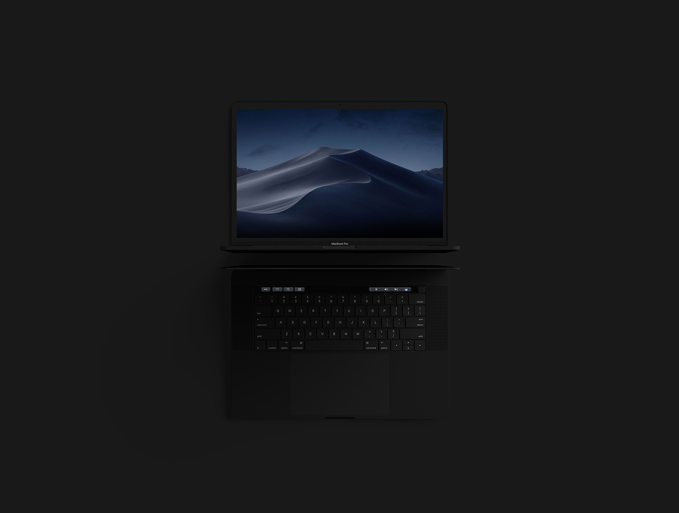 Photoshop顶视图MacBook Pro样机，现代MacBook Pro