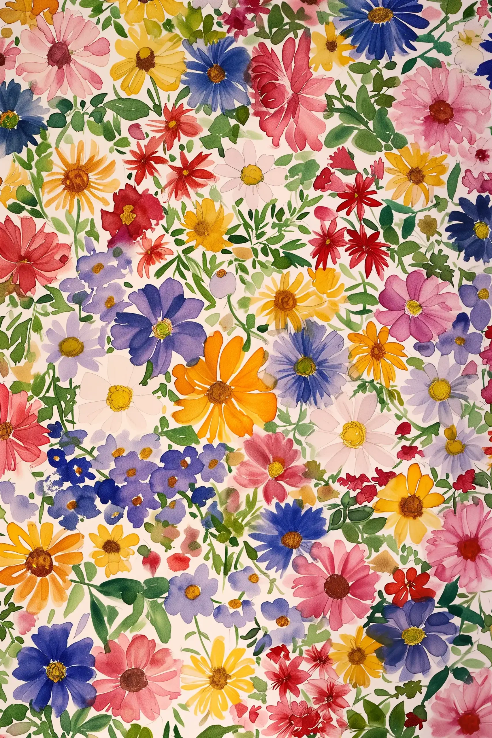 European Summer Blossoms Watercolour Midjourney提示词