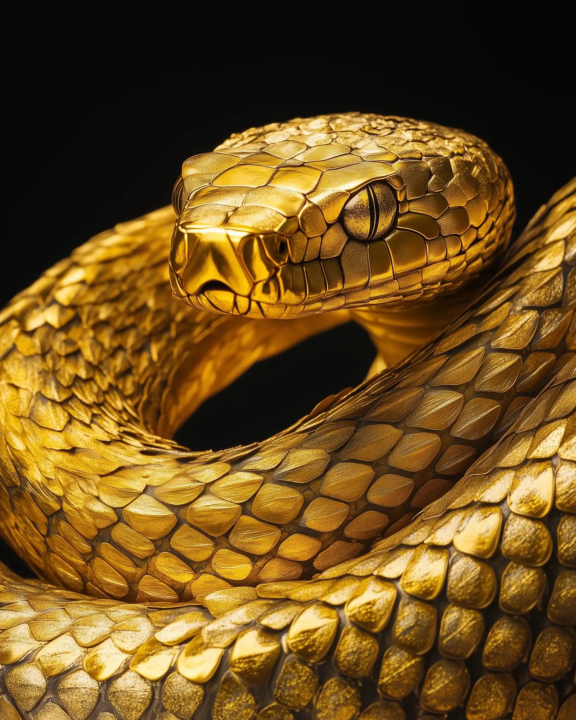 Golden Snake on Black Midjourney提示词