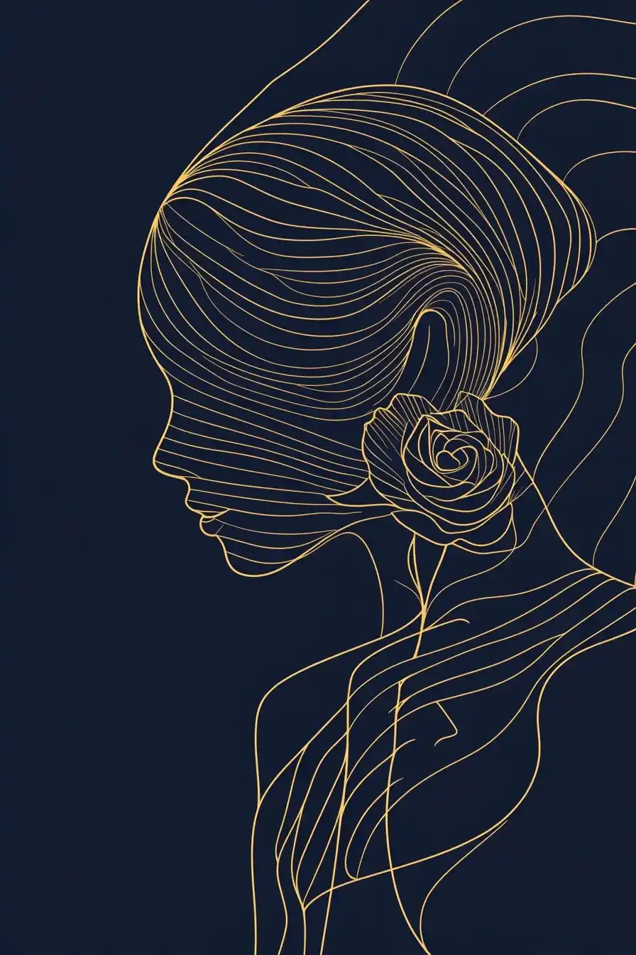 Minimalist Woman with Rose Midjourney提示词