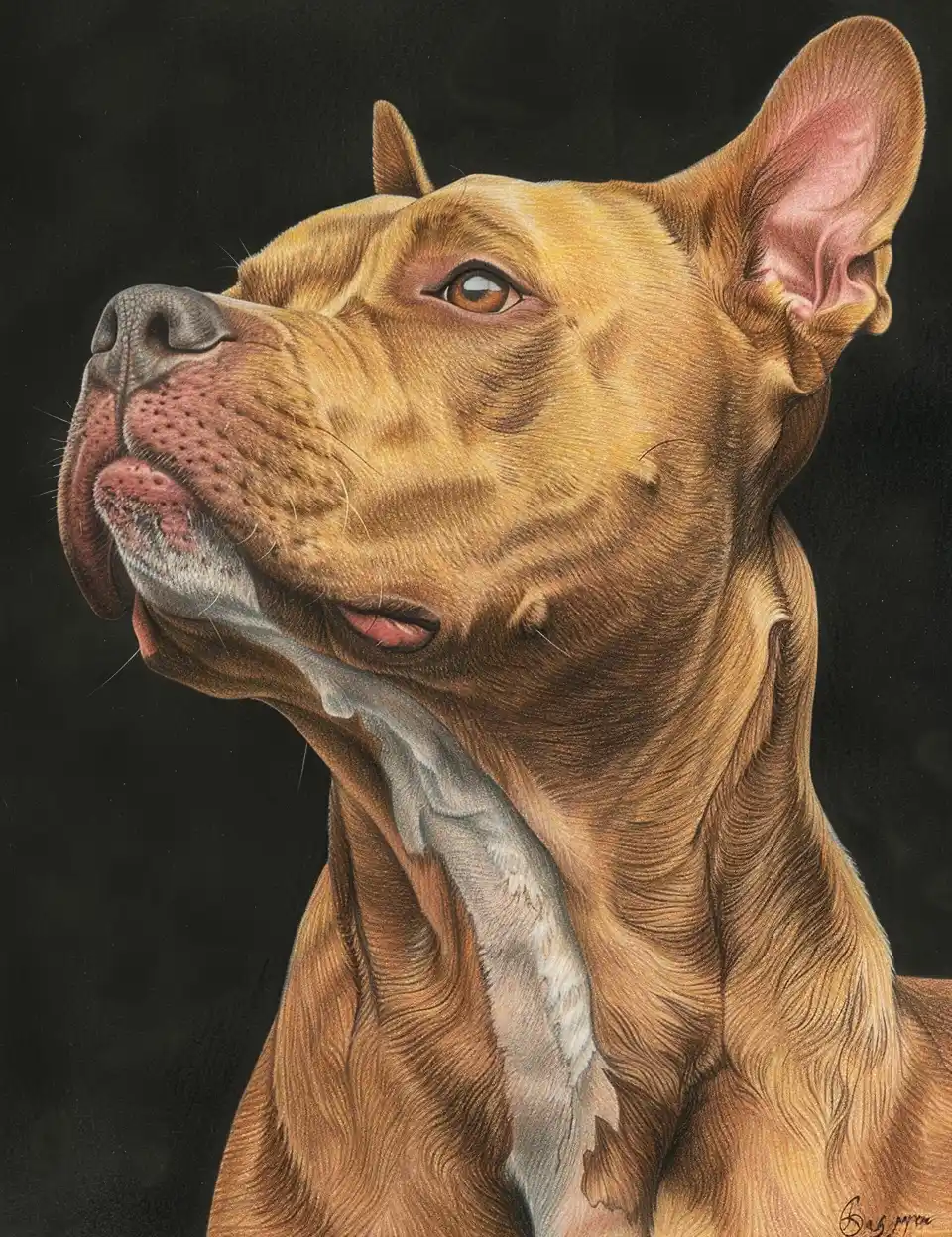 Pitbull Coloring Page Colored Pencil Midjourney提示词