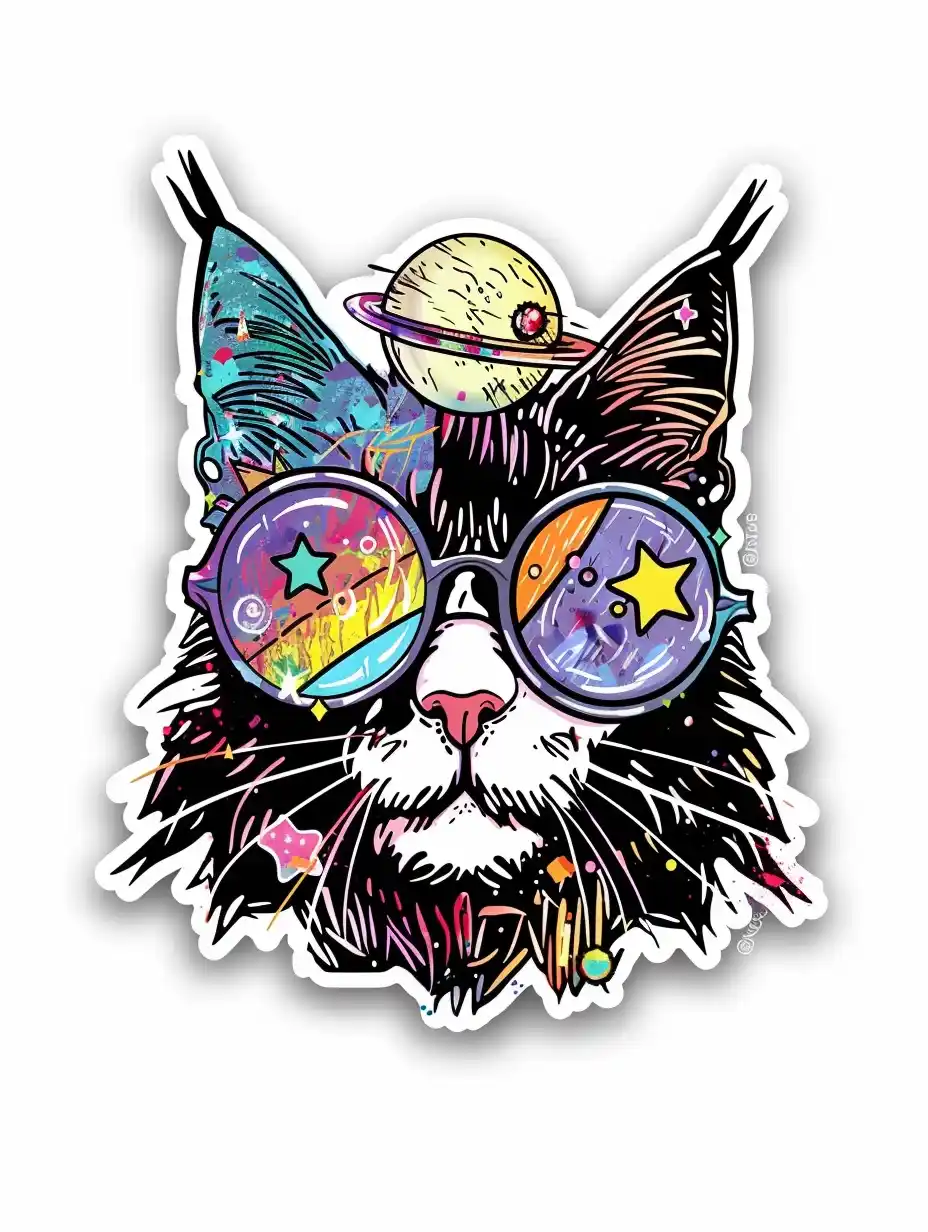 Pastel Goth Space Cat Midjourney提示词