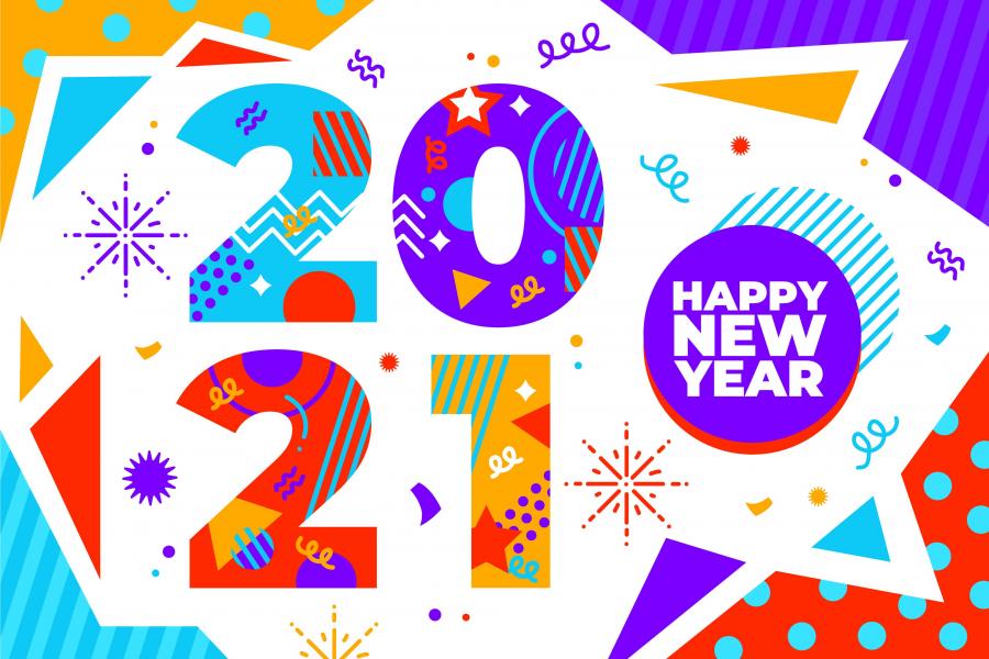 12款2021年新年快乐横幅与现实的金色数字等矢量素材打包下载
