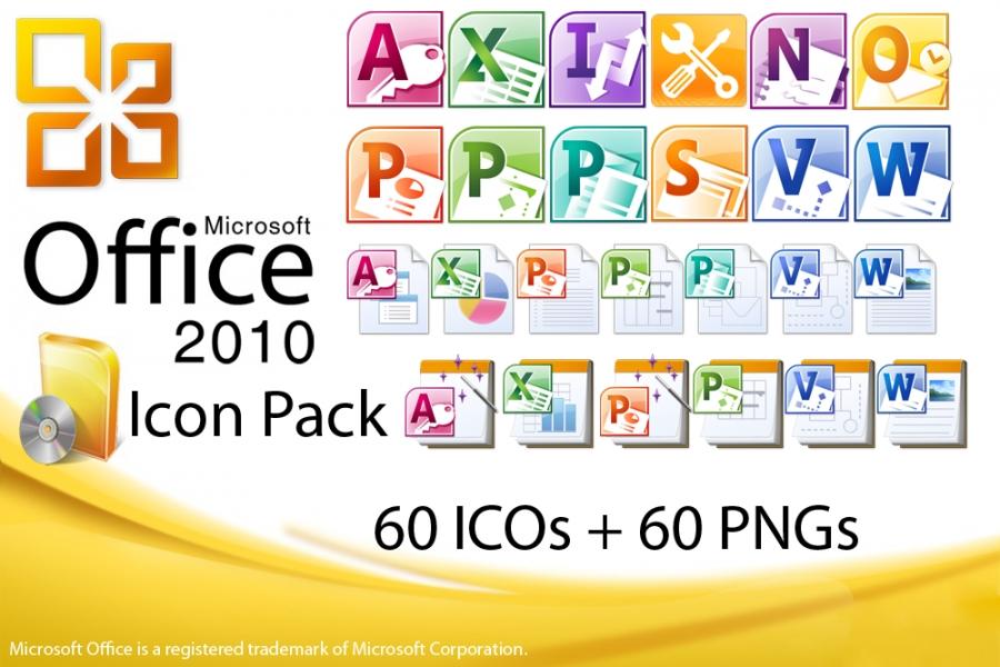 12款Office 2010系列产品的图标（60ico+60png）