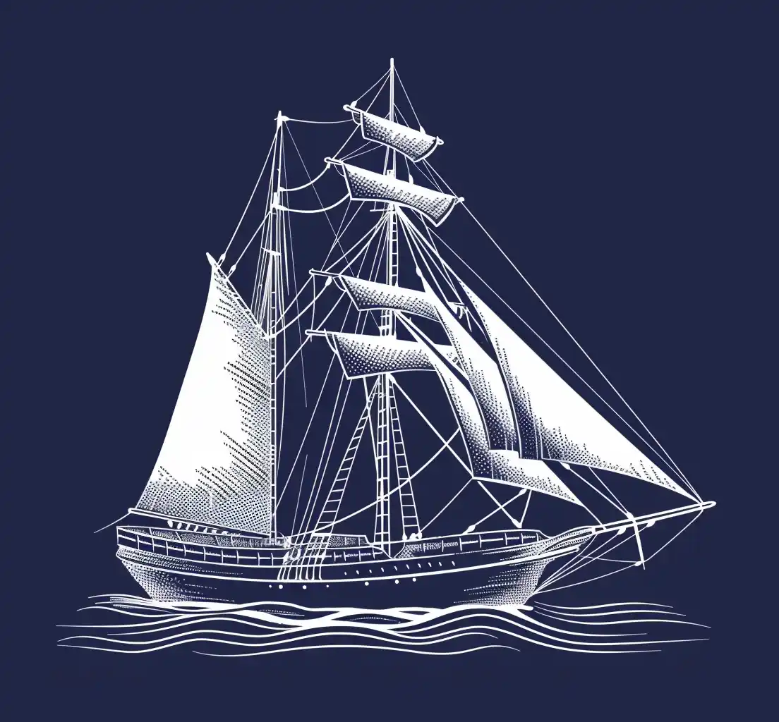 White Ink Ship Vector Midjourney提示词