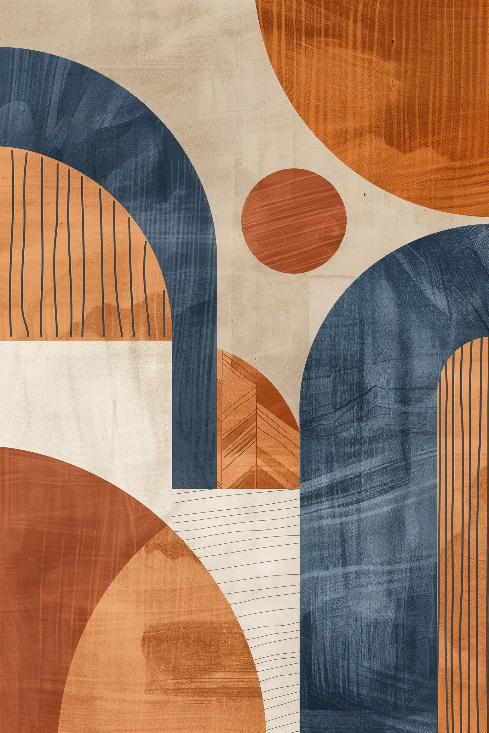 Terracotta Blue Geometric Boho Midjourney提示词