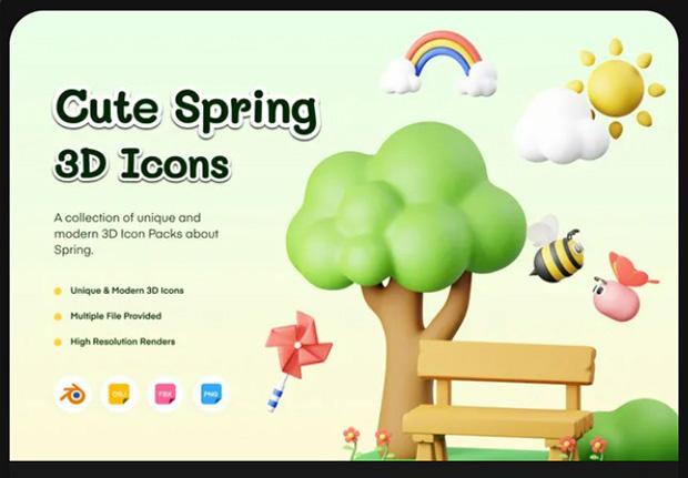 Spring 3D Illustration