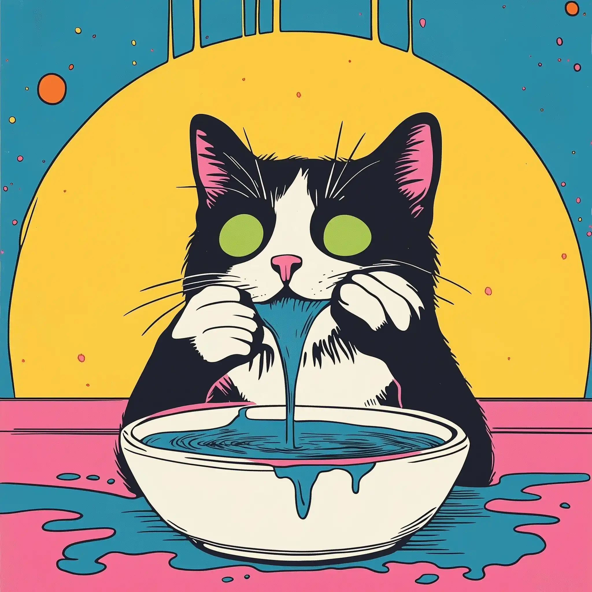 Silly Cat Pop Art Midjourney提示词