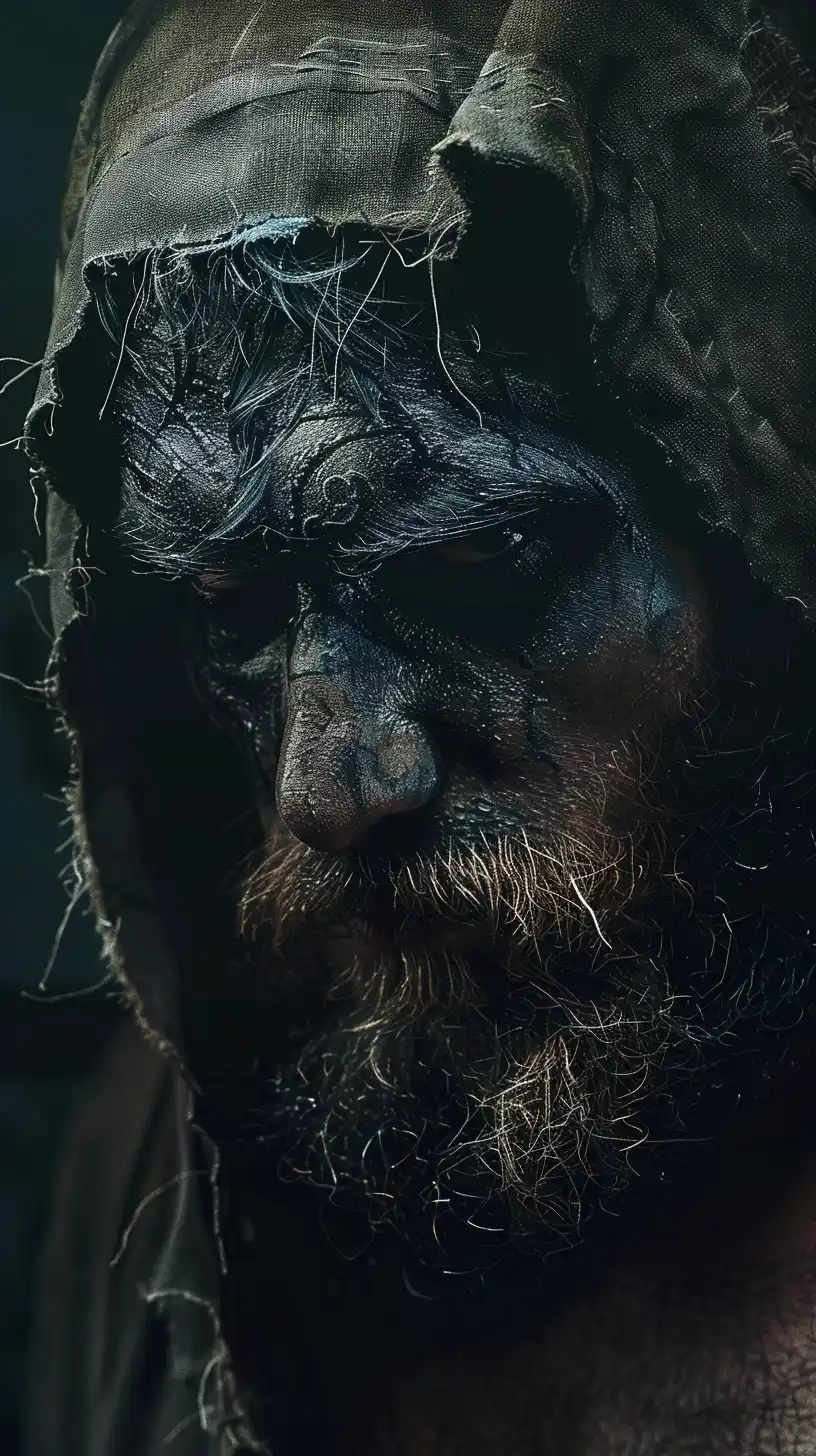 Rugged Burned Man Portrait Midjourney提示词