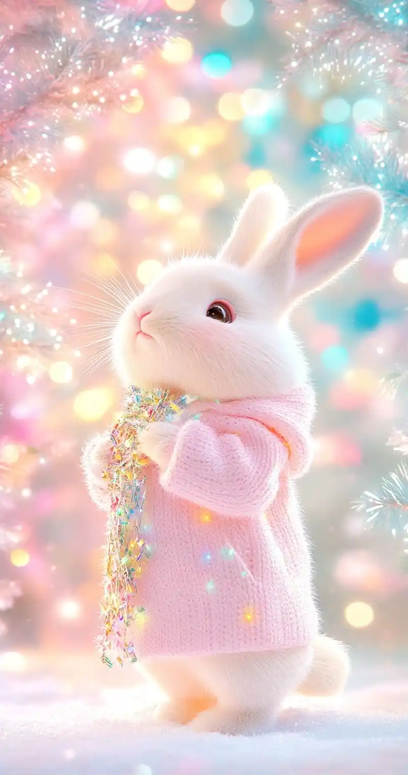 Kawaii Rabbit Doll Winter Midjourney提示词