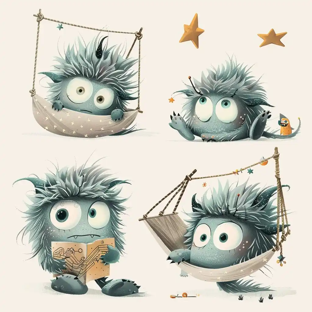 Cute Monster Poses Collection Midjourney提示词