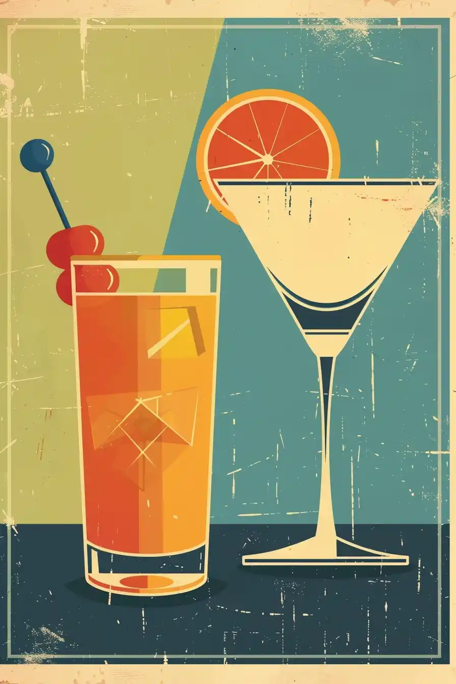 Retro Cocktail Posters Midjourney 提示词生成效果