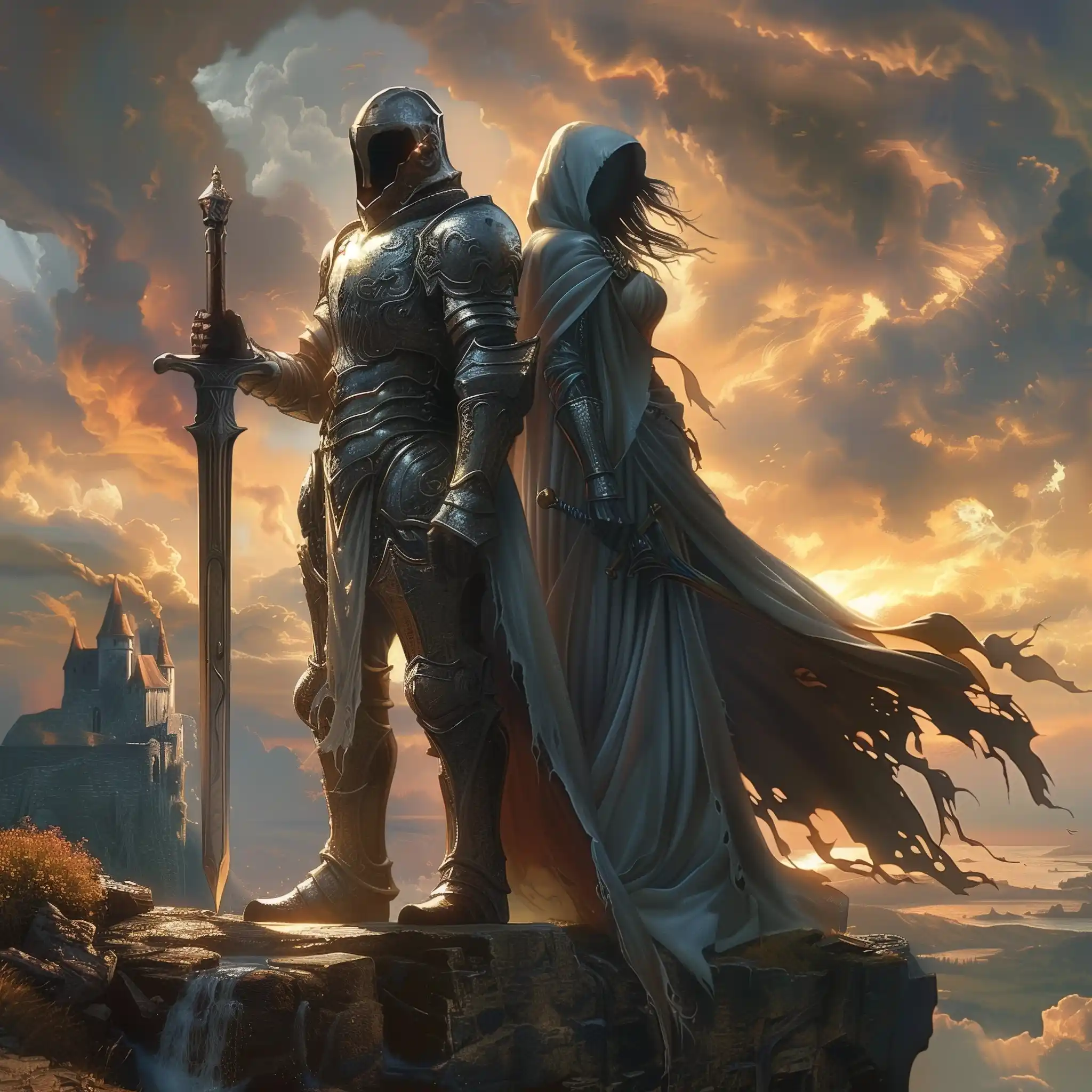 Epic Fantasy Duo Cliff Midjourney 提示词生成效果