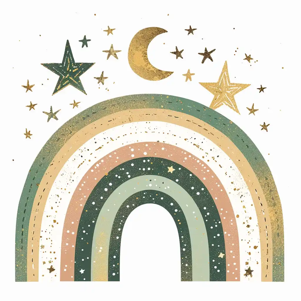 Rustic Rainbow with Moon Midjourney提示词