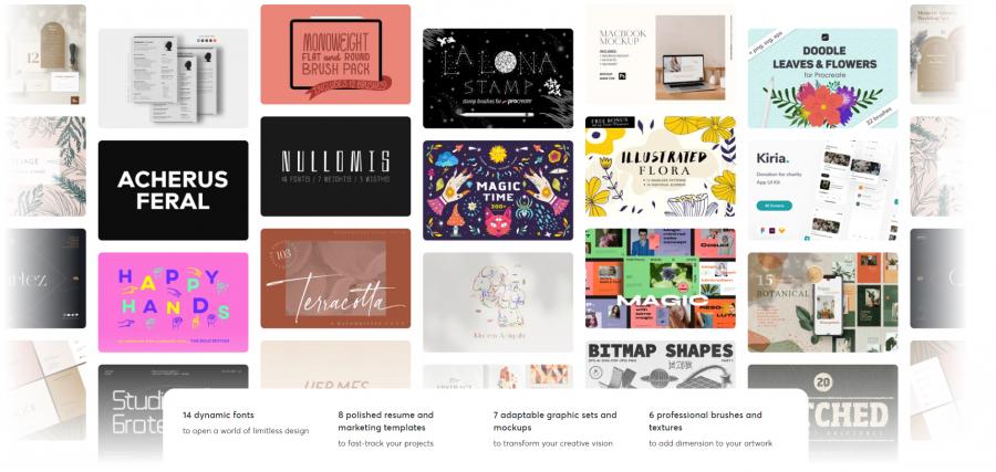 2024年的1月creativemarket.com网站分享价值高达 1000 美元的素材资源打包下载