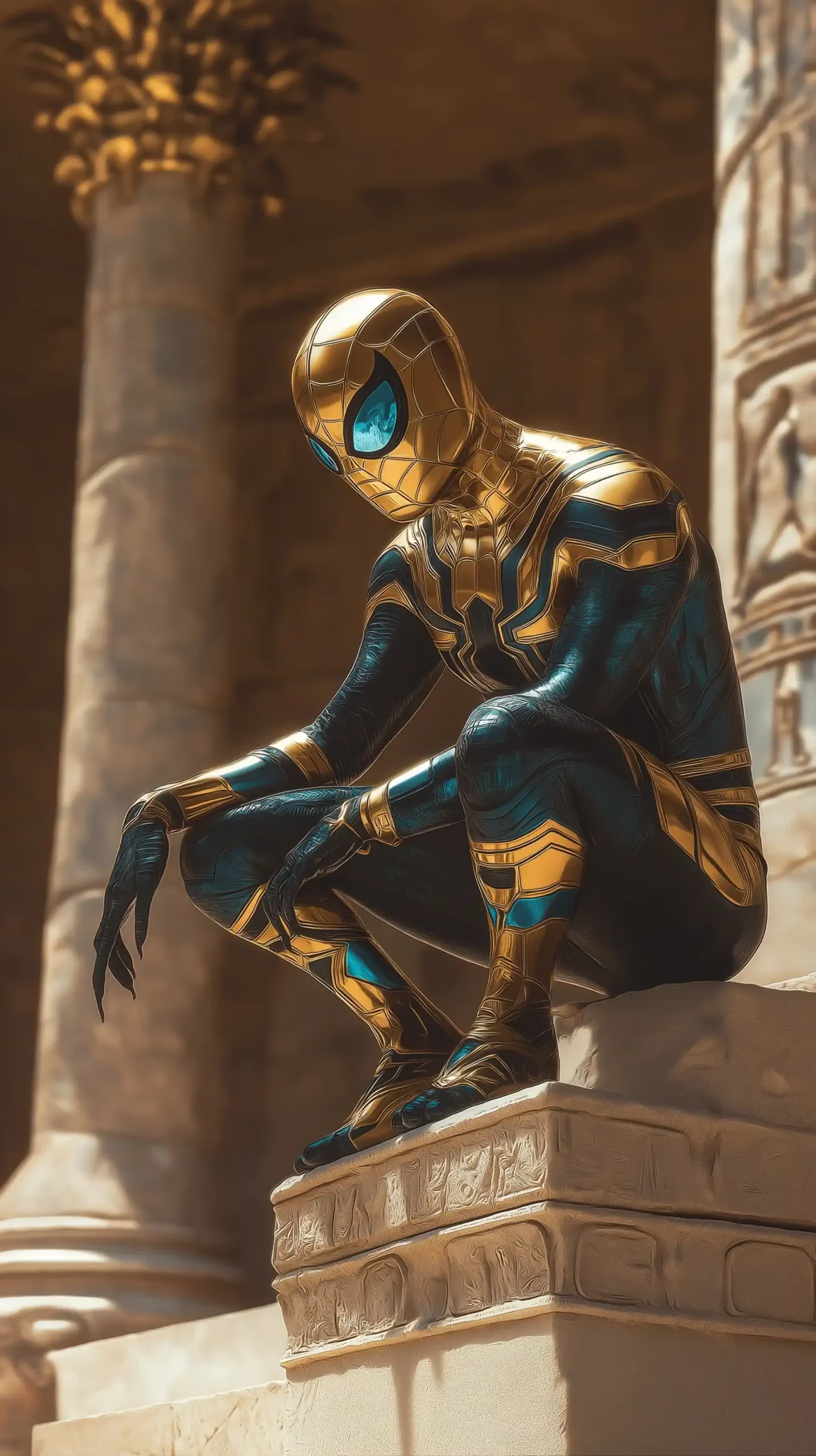 Egyptian Spider-Man in Temple Midjourney提示词