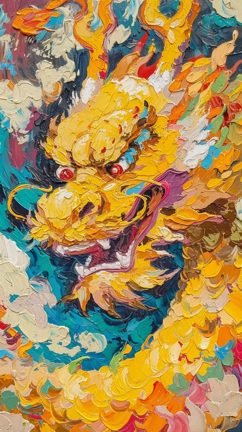 Chinese Dragon Oil Painting Midjourney提示词