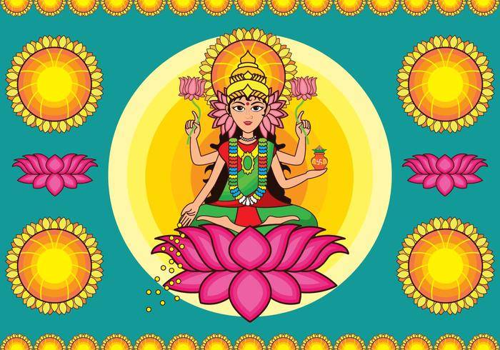丰富多彩的女神Lakshmi矢量