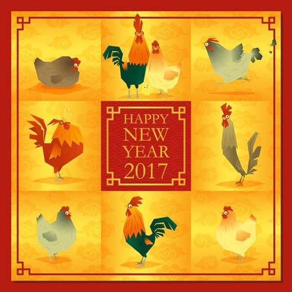 鸡新年贺卡矢量