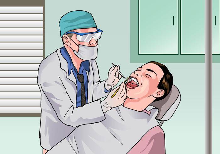 审查一名患者的Dentista