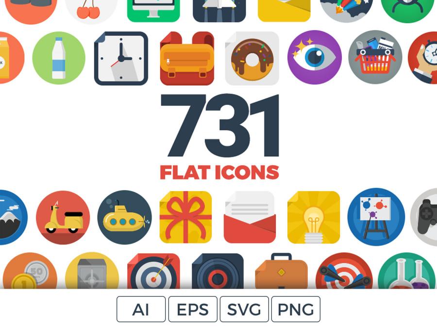 721 Flat Icons Bundle