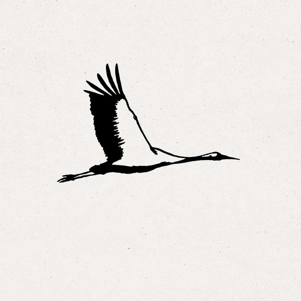 Stylized Flying Crane Midjourney提示词