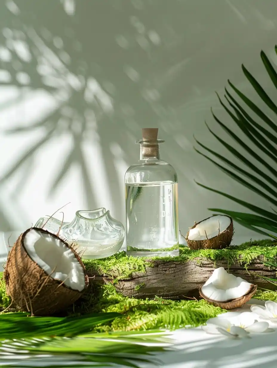 Minimalist Glass Bottles Display Midjourney提示词