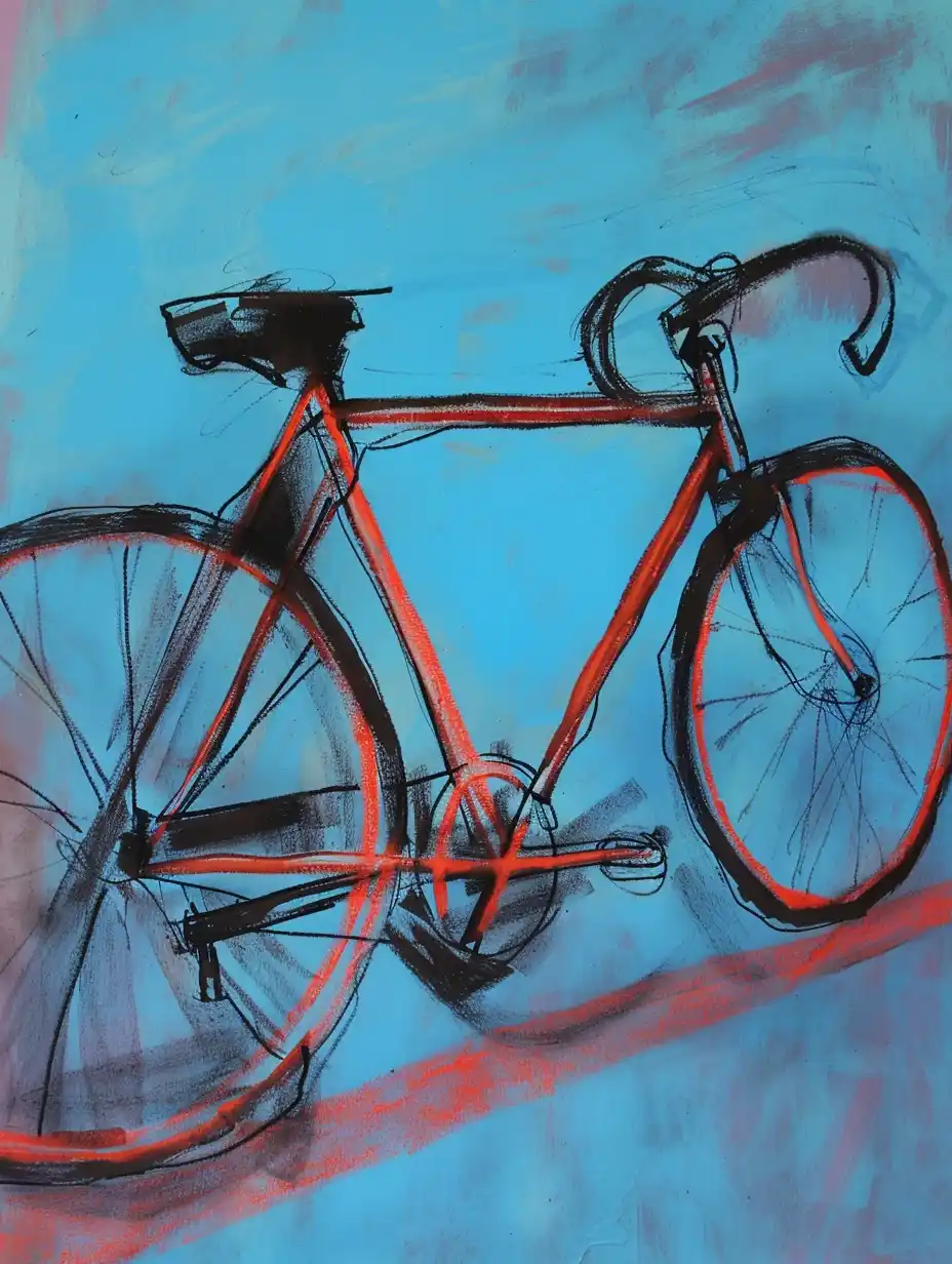 Minimalist Bicycle in Oil Pastel Midjourney 提示词生成效果