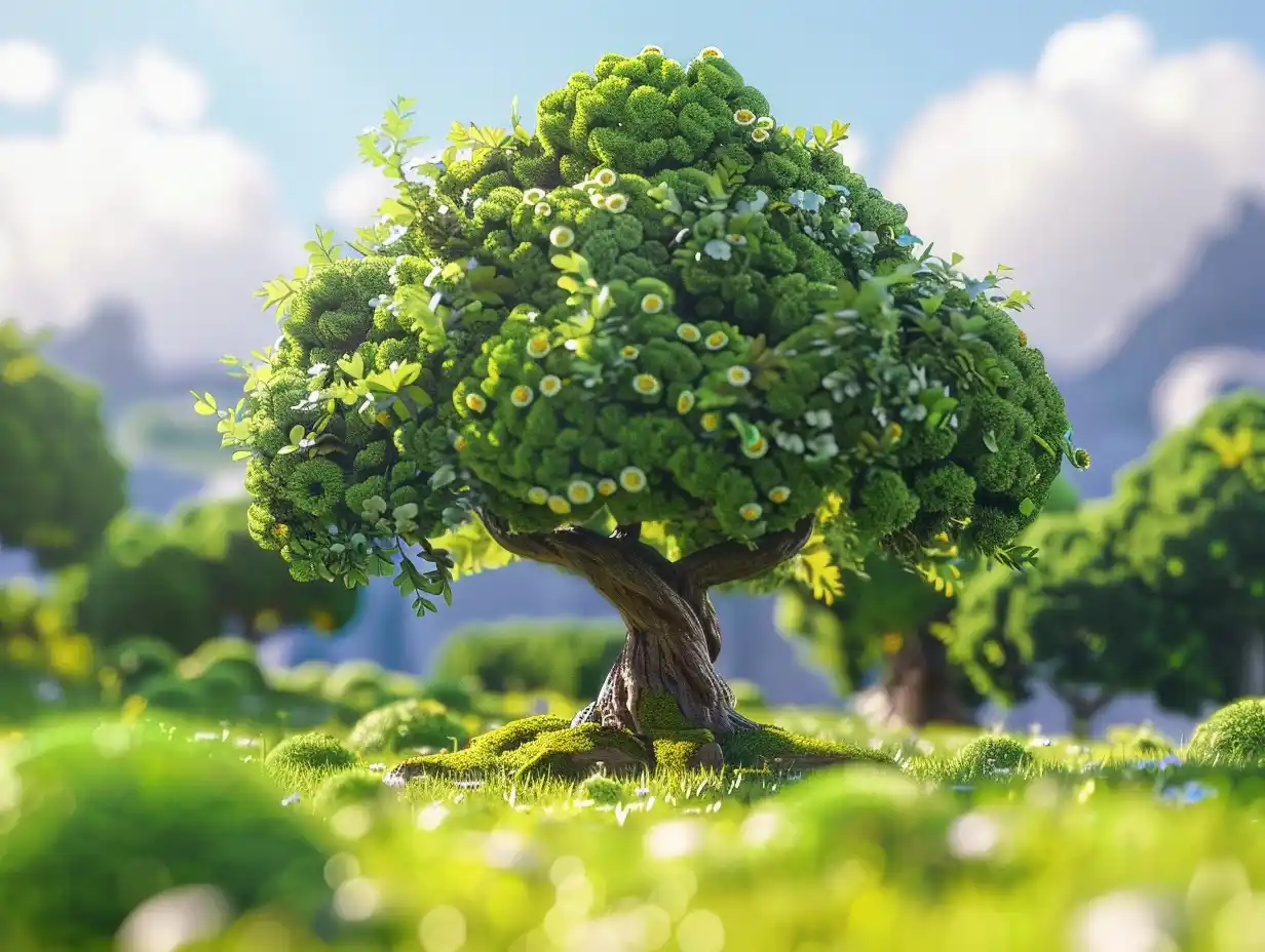 Disney 3D Cartoon Tree Midjourney 提示词生成效果