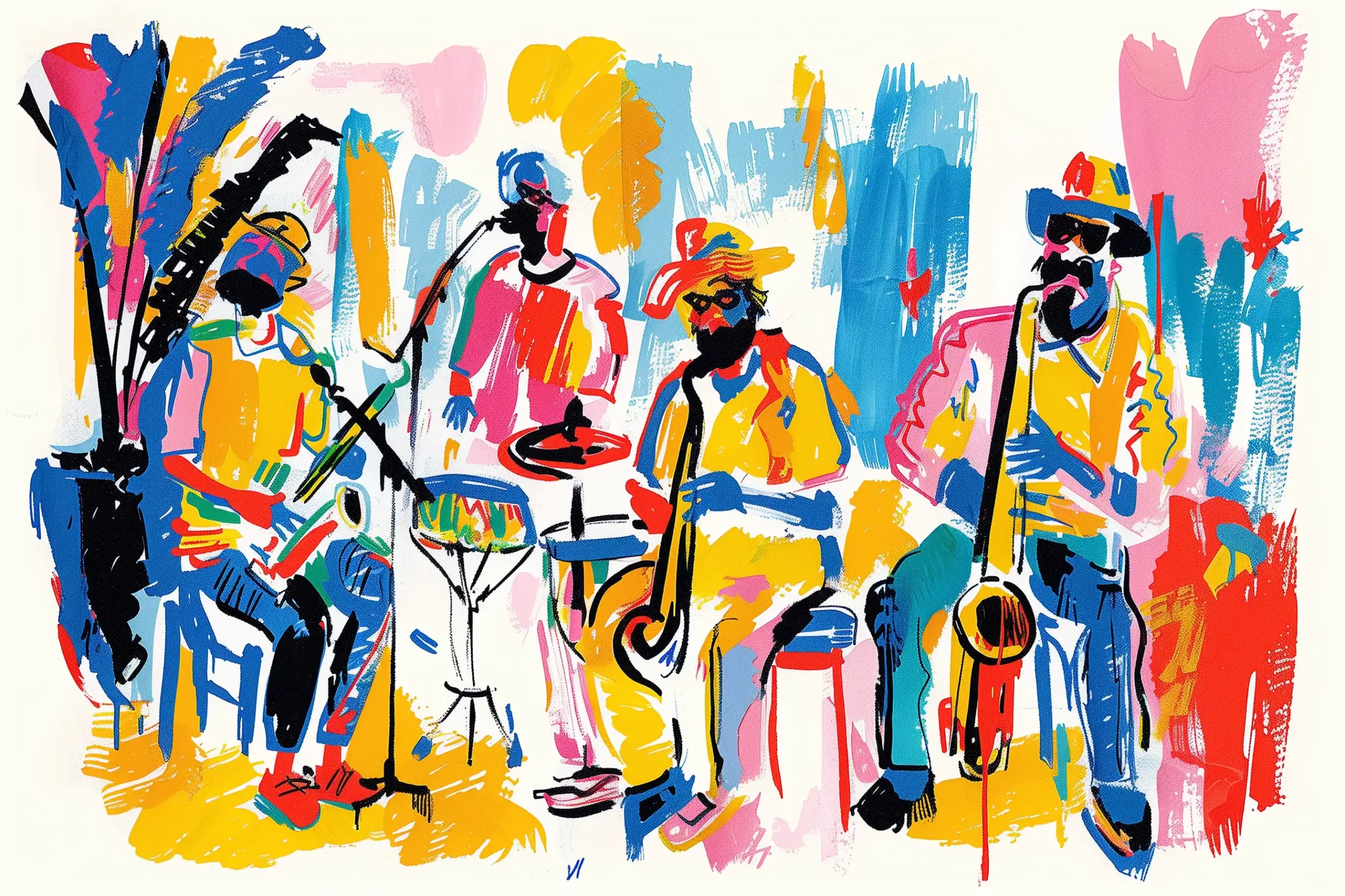 Matisse-style Jazz Band Midjourney提示词